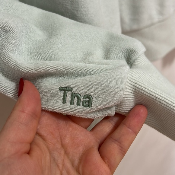 Aritzia TNA terry towel boyfriend hoodie sweatshirt sweater size S-M light blue - Picture 7 of 7